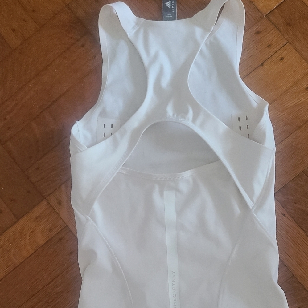 ADIDAS STELLA MCCARTNEY STRETCH WHITE WORKOUT TOP XS hp🔥🔥🔥 - Picture 7 of 9